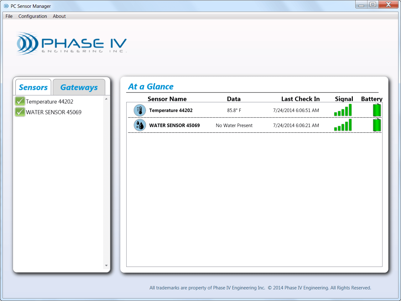 Windows PC Software, PCSensorManager local PC Software Wireless