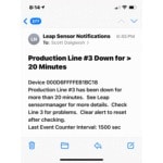 wireless sensor production counter and downtime timer warning message email