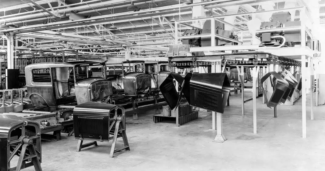 Old car assembly line