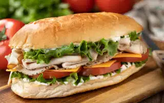 Turkey and ham submarine sandwich