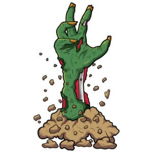 Cartoon zombie hand out of the ground