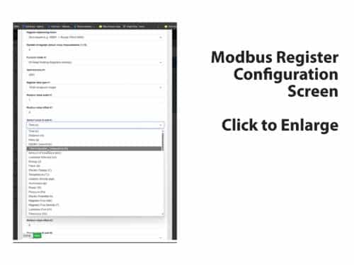 Modbus RTU Config Screen