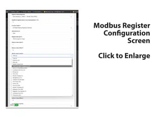 Modbus RTU Config Screen
