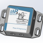 Rendering of a Leap vibration & temperature sensor transceiver node with flange mount